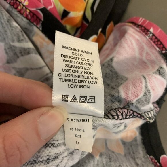 Woman Within Womens Maxi Dress 1X 22 24 Sleeveless Tropical Floral Pink Pleated - Picture 10 of 13